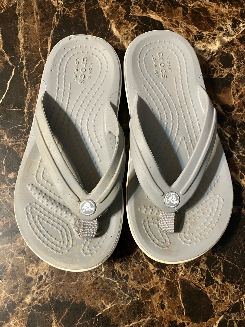 CROCS Kids Light Gray Flip Flop Sandals